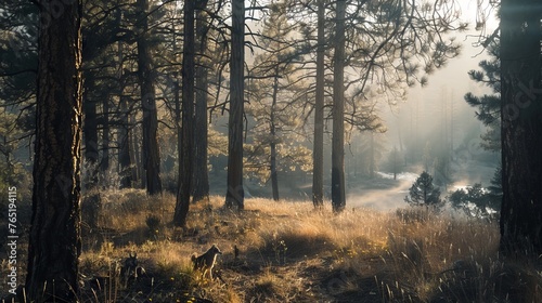 A forest scene in winter