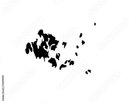 A contour map of Aland Islands. Graphic illustration on a transparent background with black country's borders