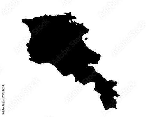 A contour map of Armenia. Graphic illustration on a transparent background with black country s borders
