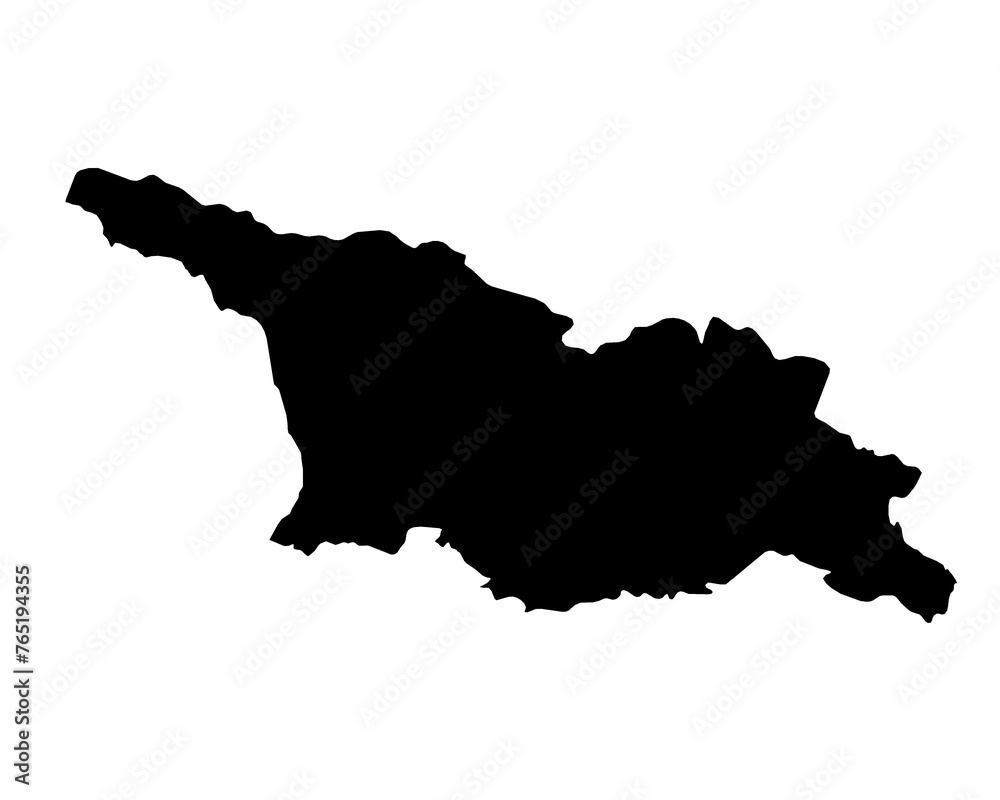 A contour map of Georgia. Graphic illustration on a transparent background with black country's borders