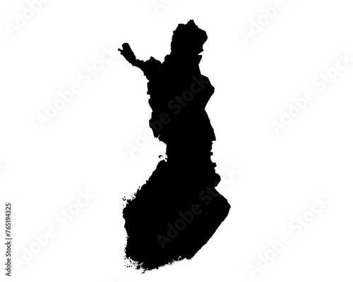 A contour map of Finland. Graphic illustration on a transparent background with black country's borders