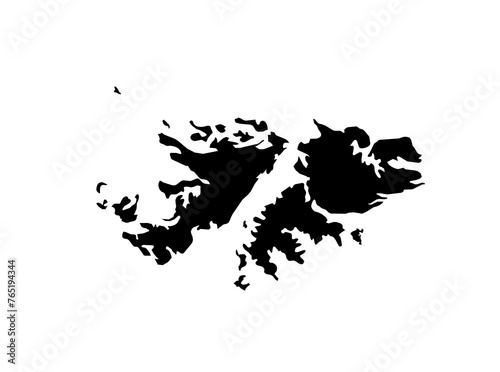 A contour map of Falkland Islands. Graphic illustration on a transparent background with black country's borders