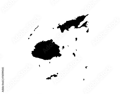A contour map of Fiji. Graphic illustration on a transparent background with black country's borders