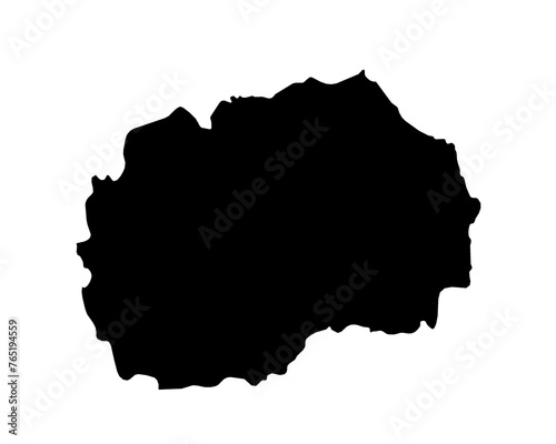 A contour map of North Macedonia. Graphic illustration on a transparent background with black country's borders photo