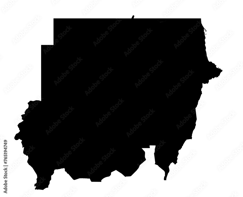 A contour map of Sudan. Graphic illustration on a transparent background with black country's borders A contour map of Sudan. Graphic illustration on a transparent background with black country's borders