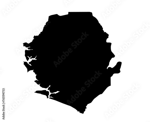 A contour map of Sierra Leone. Graphic illustration on a transparent background with black country's borders