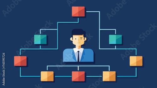 Vector Illustration of Businessman With Organizational Chart photo