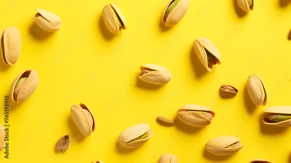 Rich background filled with fresh pistachios