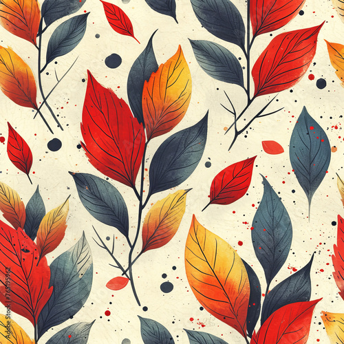 Seamless Leaf Pattern in Vibrant Colors
