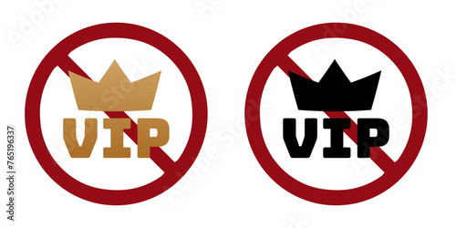 vip person ban prohibit icon. Not allowed vip crossed circle