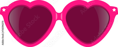 Heart shaped fancy party glasses, vector cartoon