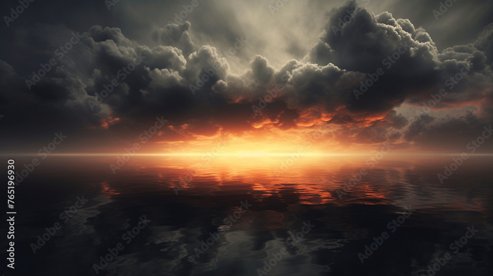 Fototapeta premium black clouds reflected on the water
