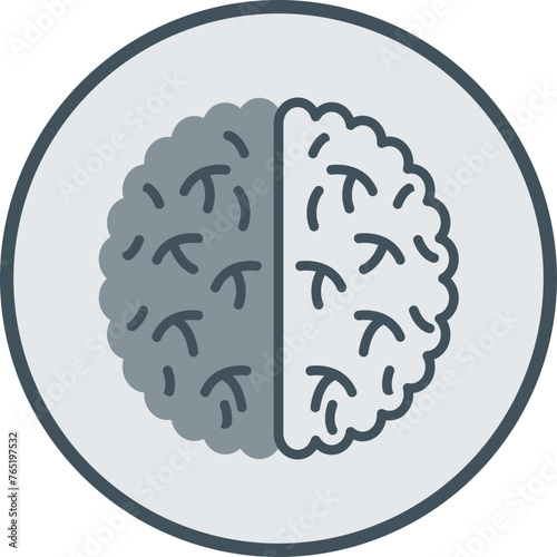 Brain Line Fill Circle Icon