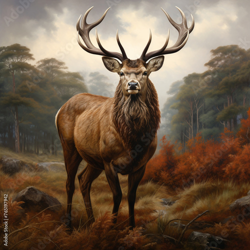 red deer  gazing at the camera  high resolution  hyper-realistic   reated with Generative Ai