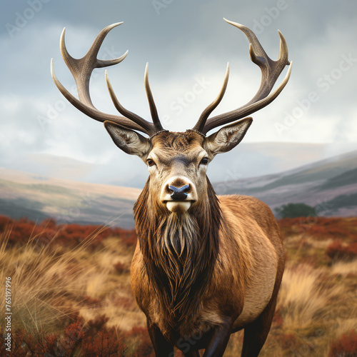 red deer  gazing at the camera  high resolution  hyper-realistic   reated with Generative Ai