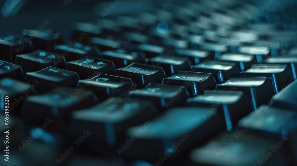 A detailed closeup shot of a computer keyboard A detailed closeup shot of a computer keyboard