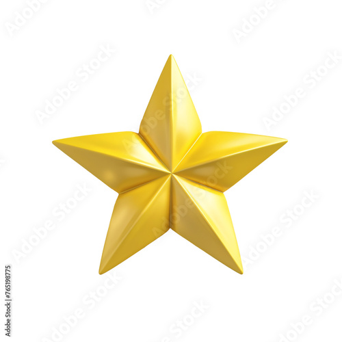 3d render yellow star isolated on transparent background , ai generative