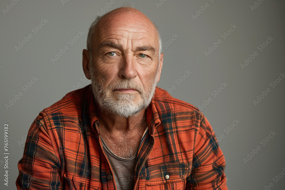 portrait of senior man on a solid gray background portrait of senior man on a solid gray background