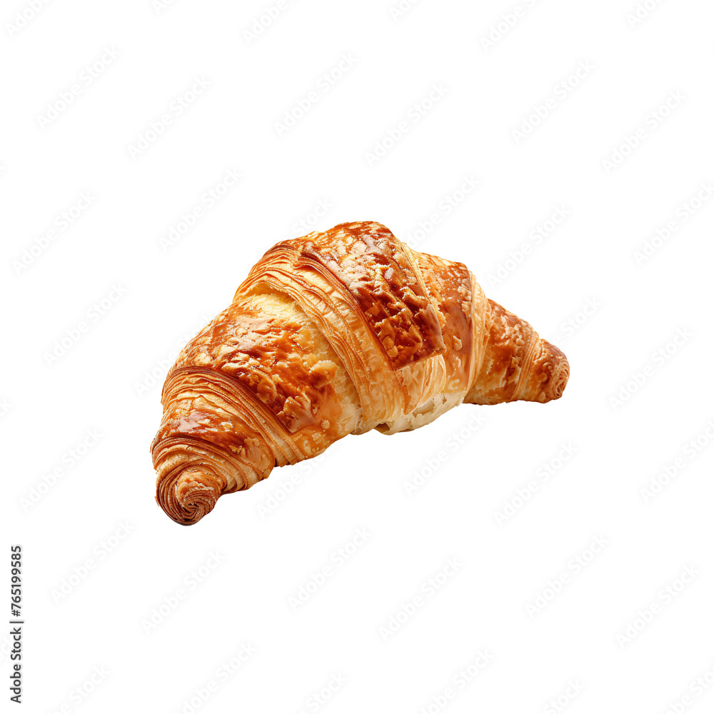 close up croissant isolated on transparent background. ai generative
