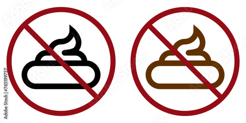 dog shit ban prohibit icon. Not allowed animal poop. Forbidden to poo