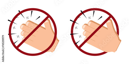 clap hands ban prohibit icon. Not allowed applaud . Forbidden to applaud