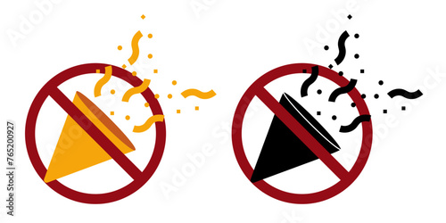 party fireworks ban prohibit icon. Not allowed fire crackers crossed circle