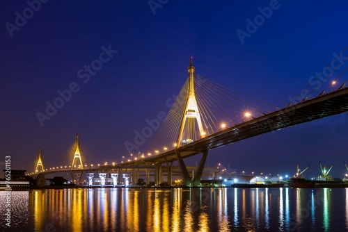 Large Bridge Chao Phraya River Twillight