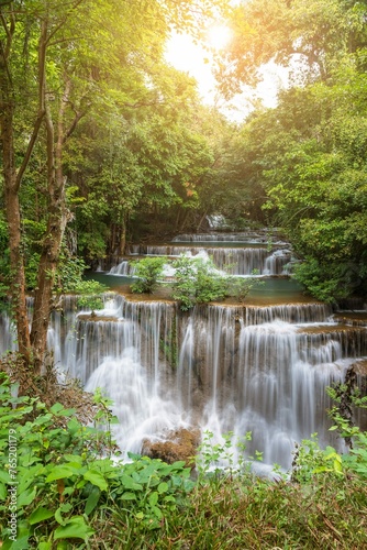 Huai Mae Khamin Waterfall Tier 4 Khuean Srinagarindra National Park Kanchanaburi Thailand