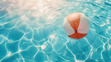  Inflatable beach ball floating in swimming pool space