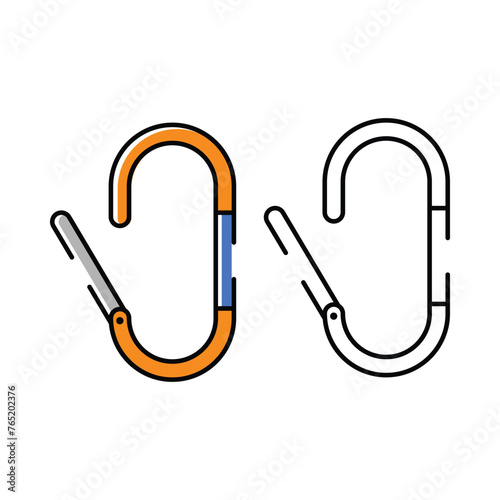 carabiner icon illustration. white background. camping vector icon.