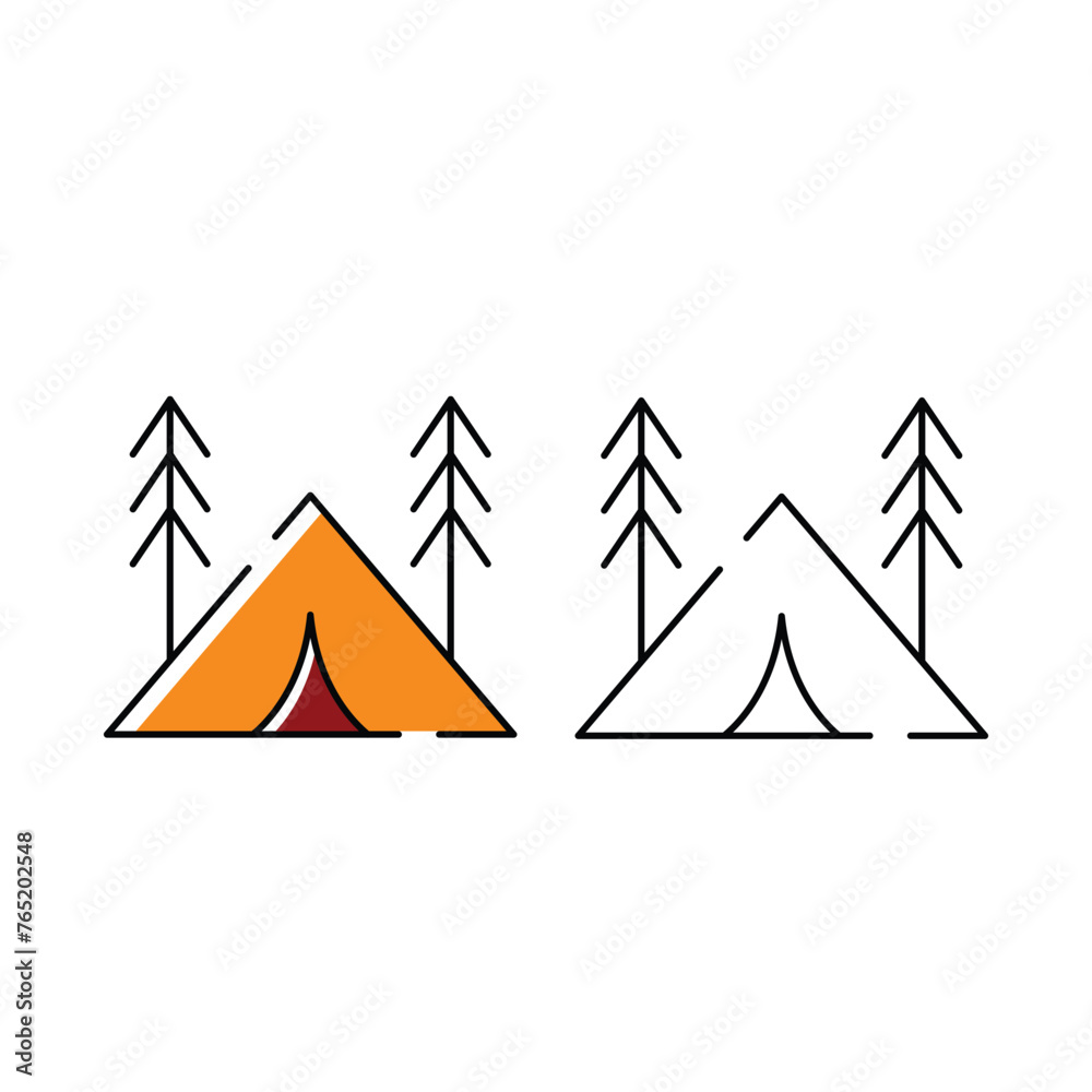 Fototapeta premium tent illustration. on a white background. camping vector icon.