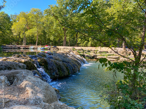 Little Niagara Falls at Chickasaw National Recreation area. Travertine Creek waterfall and part of Platt National Park National Historic Landmark District.