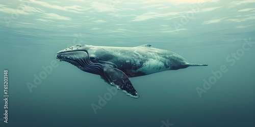North Atlantic right whale faces challenges from entanglements ship strikes and climate change altering prey distribution and ocean conditions. Concept Marine Conservation, Endangered Species photo