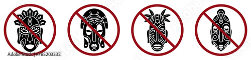 mask ban prohibit icon. Not allowed costume . Forbidden to hide and mask