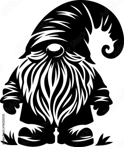 Gnome Silhouette Design. Vector Illustration of forest gnome