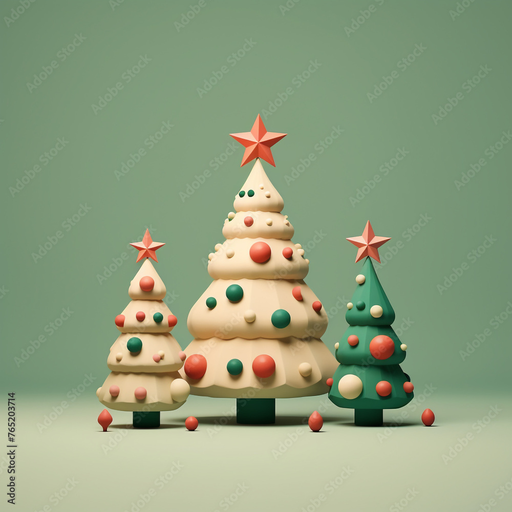 A Lovely Christmas Tree, 3D Illustration Icons сreated with Generative Ai