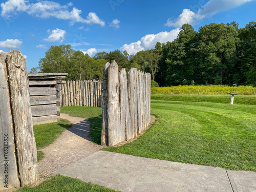 Farmington, Pennsylvania: Fort Necessity National Battlefield. Reconstructed fort, storehouse, stockade, and earthworks. 