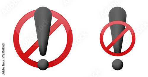 exclamation ban prohibit icon. Not allowed exclamation mark . Forbidden sign