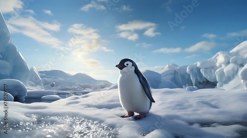 Solitary Yet Endearing  A Charming Penguin Embarks on a Solo Waddle  Captivating with Its Irresistible Charm and Graceful Gait in the Vast Antarctic Landscape