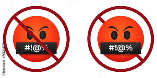 bad speech ban prohibit icon. Not allowed to swear . Forbidden profanity