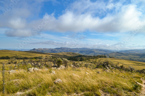 Sunlight at dusk in the mountains of the Serra do Cipó region in Minas Gerais, Brazil