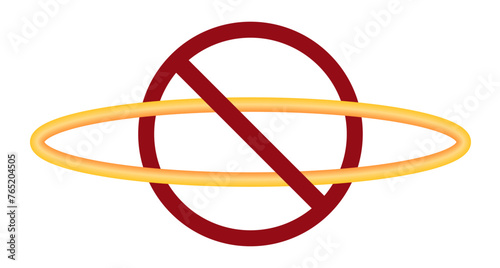 holy religion ban prohibit icon. Not allowed holly ring. Forbidden religion holly ring