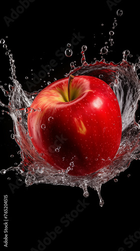 apple splash on black background