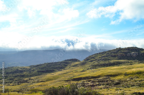 Sunlight at dusk in the mountains of the Serra do Cipó region in Minas Gerais, Brazil