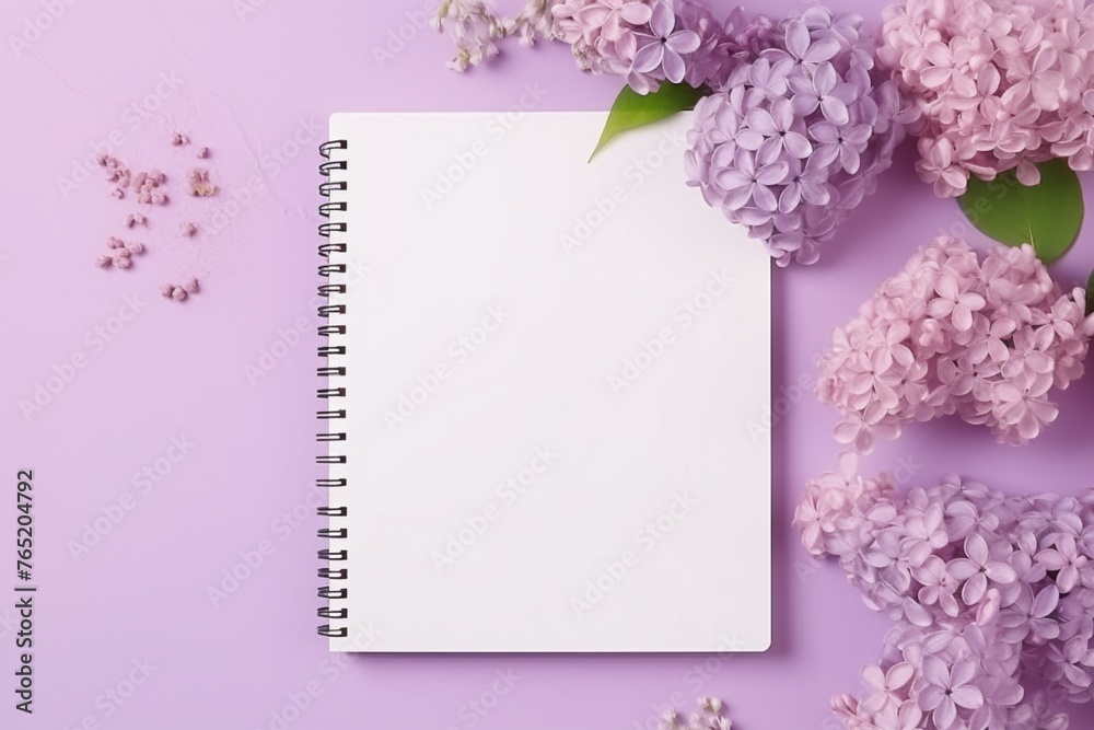 card with pink flowers and paper