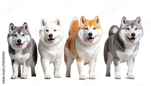 Set of Four dog isolated on transparent background. Concept of pet. PNG Lassie , Balto , Hachiko , Dog isolated on transparent background. Concept of animals. Animals PNG © Saqib