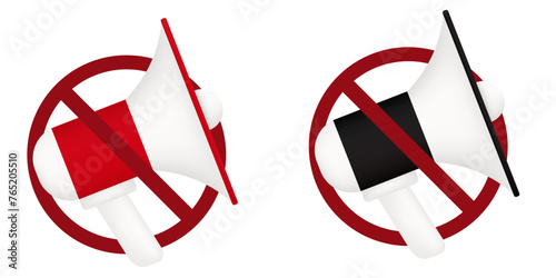 fake news ban prohibit icon. Not allowed protest. Forbidden loud announce