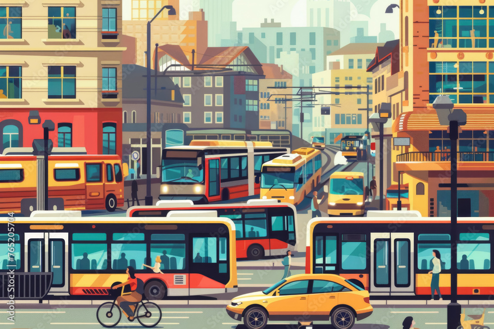 Obraz premium Urban Public Transport Illustration