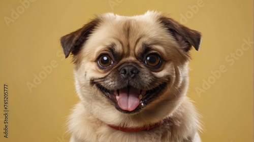 Dog on a yellow background.