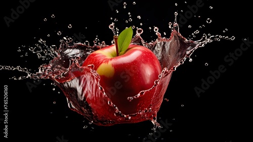 apple splash on black background